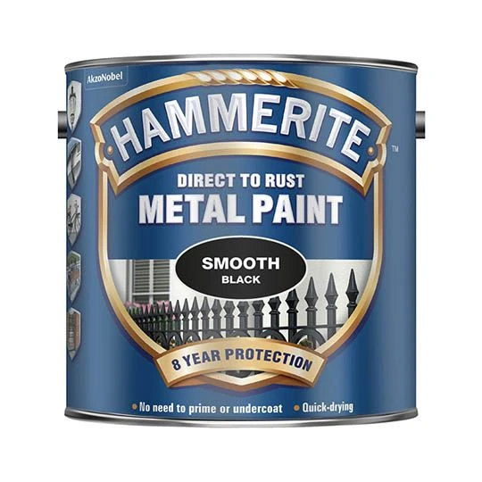 Hammerite Metal Paint Smooth Finish Black 2.5L - Image 2