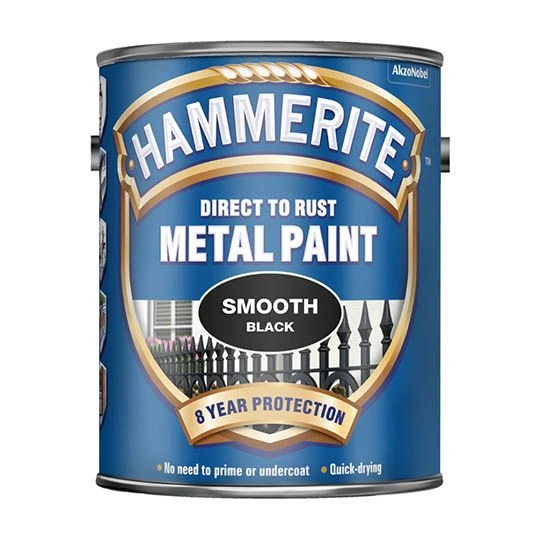 Hammerite Metal Paint Smooth Finish Black 5L - Image 2