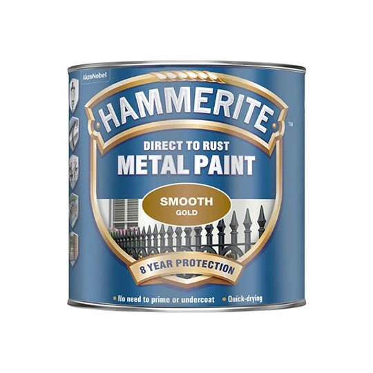 Hammerite Metal Paint Smooth Finish Gold 750ml - Image 2