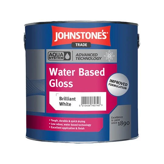 Johnstones Trade Aqua Water Based Gloss Paint Brilliant White 1L