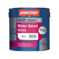 Johnstones Trade Aqua Water Based Gloss Paint Black 1L