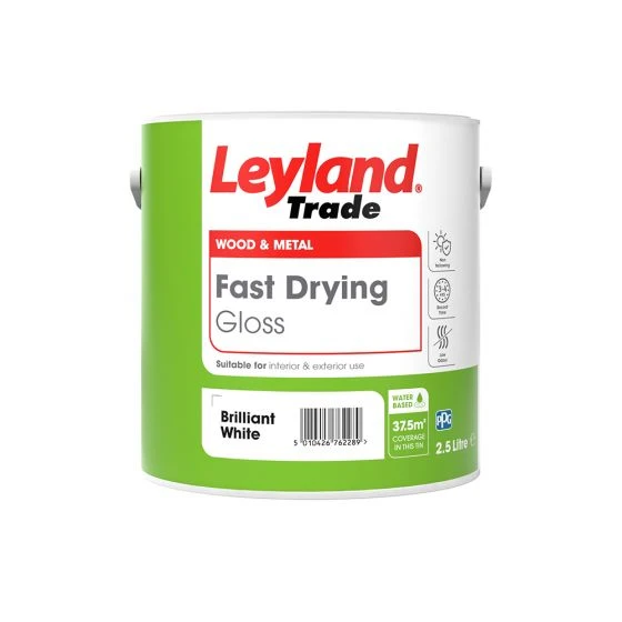 Leyland Trade Fast Drying Gloss Paint Brilliant White 2.5L 3 Leyland Trade Fast Drying Gloss Paint Brilliant White 2.5L
