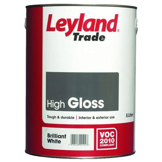 Leyland Trade High Gloss Paint Brilliant White 5L 3 Leyland Trade High Gloss Paint Brilliant White 5L
