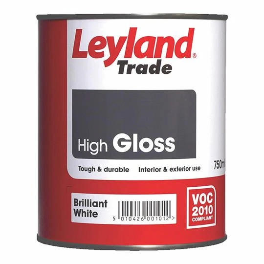 Leyland Trade Gloss Paint Brilliant White 750ml - Image 2