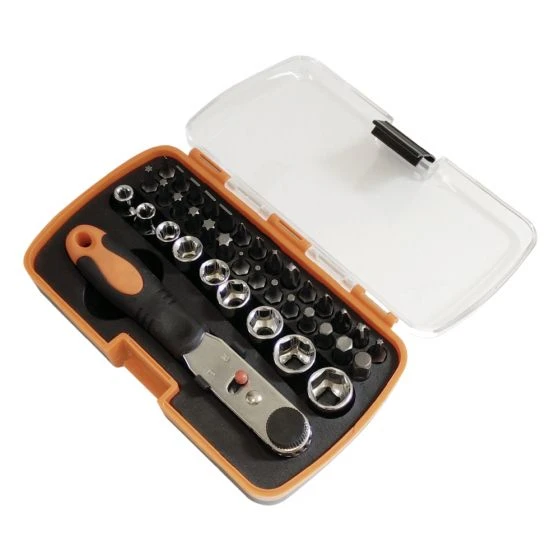 Tactix Bits & Socket Set With Ratchet Driver Spanner 38 Pieces