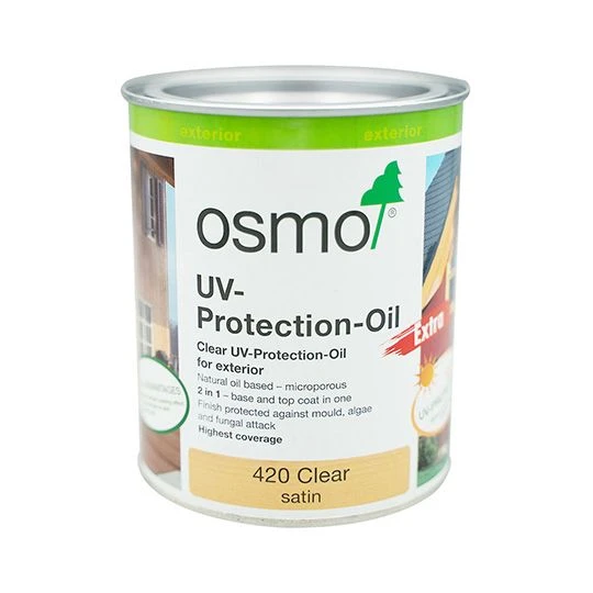 Osmo UV Wood Protection Exterior Oil 420 Satin Clear 750ml