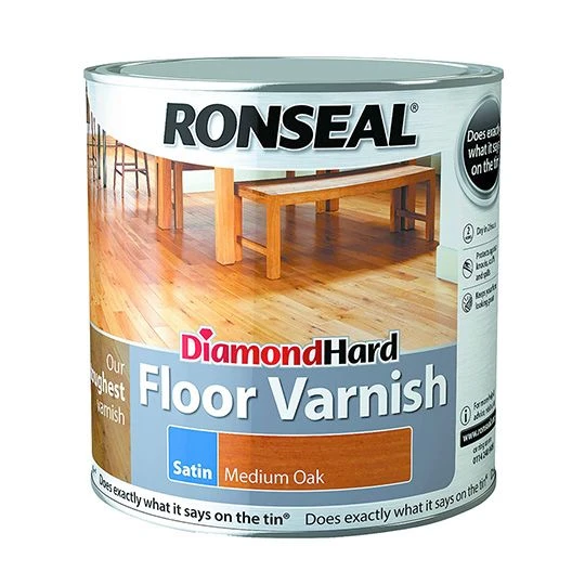 Ronseal Diamond Hard Floor Varnish Satin Medium Oak 2.5L