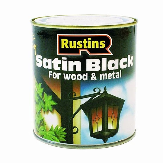 Rustins Quick Dry Satin Black Wood & Metal Paint 1L