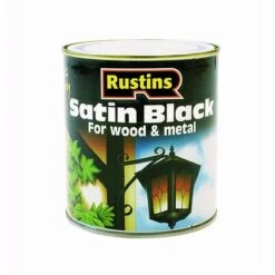 Rustins Quick Dry Satin Black Wood & Metal Paint 500ml