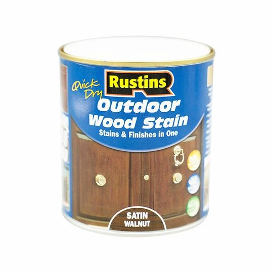 Rustins Quick Dry Outdoor Wood Stain Satin Walnut 500ml 3 Rustins Quick Dry Outdoor Wood Stain Satin Walnut 500ml