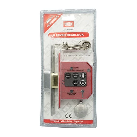 Union Mortice Deadlock 5 Lever Stainless Steel 3in 3 Union Mortice Deadlock 5 Lever Stainless Steel 3in