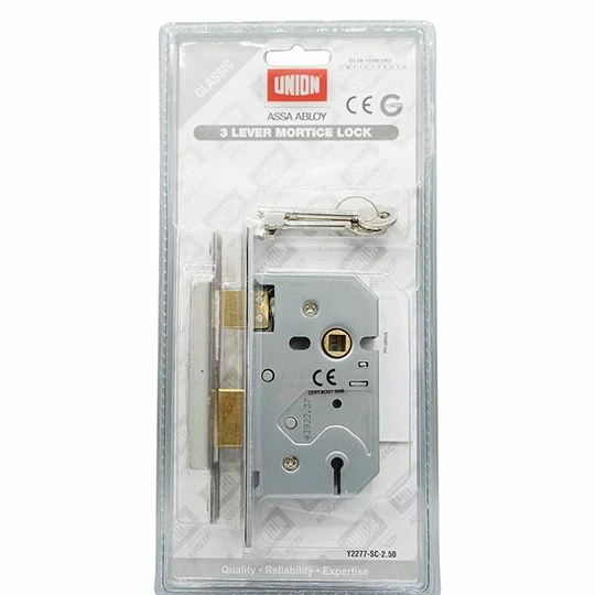 Union Mortice Latch Lock 3 Lever Satin 2.5in