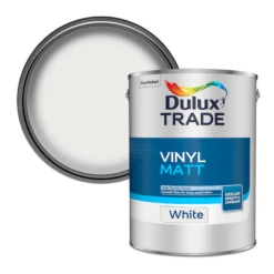 Dulux Trade Vinyl Matt Emulsion Paint White 5L -Paint Tool Store 12383 combi