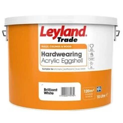 Leyland Trade Hardwearing Acrylic Eggshell Brilliant White 10L