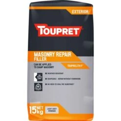 Toupret Touprelith F Masonry Exterior Filler Grey 15kg -Paint Tool Store 3908