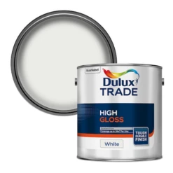 Dulux Trade High Gloss Paint White 2.5L -Paint Tool Store 5010212101841 combi