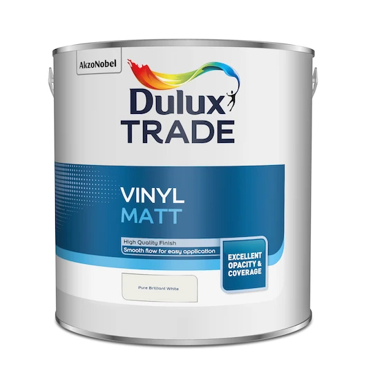 Dulux Trade Vinyl Matt Emulsion Paint Pure Brilliant White 2.5L 3 Dulux Trade Vinyl Matt Emulsion Paint Pure Brilliant White 2.5L