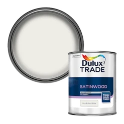 Dulux Trade Satinwood Paint Pure Brilliant White 1L -Paint Tool Store 5010212569917 combi