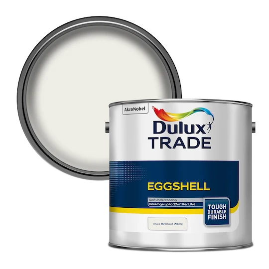 Dulux Trade Eggshell Paint Pure Brilliant White 2.5L 4 Dulux Trade Eggshell Paint Pure Brilliant White 2.5L - Image 2