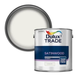 Dulux Trade Satinwood Paint Pure Brilliant White 2.5L -Paint Tool Store 5010212570371 combi