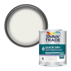 Dulux Trade Quick Dry Satinwood Paint Pure Brilliant White 1L -Paint Tool Store 5010212611371 combi