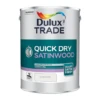 Dulux Trade Quick Dry Satinwood Paint Pure Brilliant White 5L -Paint Tool Store 5010212611395 can