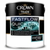 Crown Trade Fast Flow Quick Dry Satin White 2.5L -Paint Tool Store crown trade fastflow quick dry satin 2.5l hi res