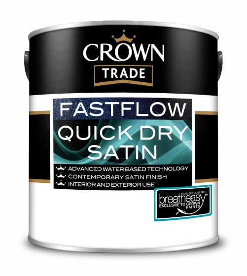 Crown Trade Fast Flow Quick Dry Satin White 2.5L 3 Crown Trade Fast Flow Quick Dry Satin White 2.5L