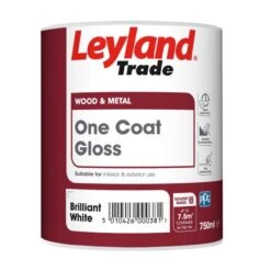 Leyland Trade One Coat Gloss Paint Brilliant White 750ml -Paint Tool Store leyland trade one coat gloss paint brilliant white 750ml