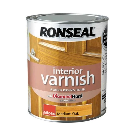 Ronseal Diamond Hard Interior Varnish Gloss Medium Oak 750ml 5 Ronseal Diamond Hard Interior Varnish Gloss Medium Oak 750ml - Image 3
