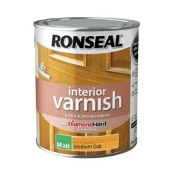 Ronseal Diamond Hard Interior Varnish Matt Medium Oak 750ml -Paint Tool Store ronseal diamond hard interior varnish matt medium oak 750ml