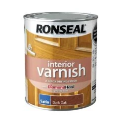 Ronseal Diamond Hard Interior Varnish Satin Dark Oak 750ml -Paint Tool Store ronseal diamond hard interior varnish satin dark oak 750ml